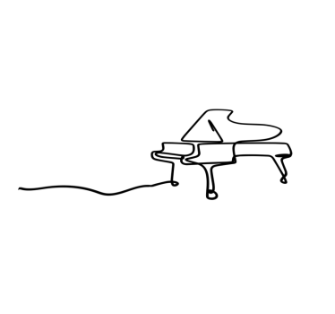Piano line art söt design samtida mattor - Tenstickers