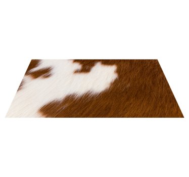 Brun vit cowfur textur rektangulär jute matta - Tenstickers