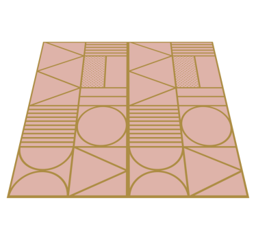 Guld- och rosa färger blockerar kvadratisk matta - Tenstickers