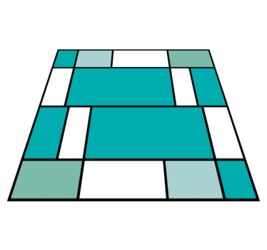 Blå mondrianplattor Vinylmatta geometrisk - Tenstickers