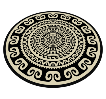 Matta i beige och svart etnisk fiberimitation - Tenstickers