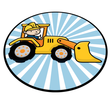 Tecknad grävmaskin som arbetar barn vinylmatta - Tenstickers