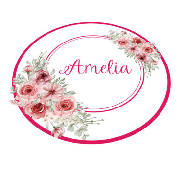 Blommigt monogram med namn Vinylmatta sovrum - Tenstickers