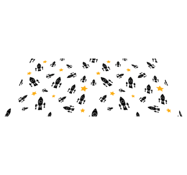 Gula stjärnor och svart rymdskepp mönster stjärna matta - Tenstickers