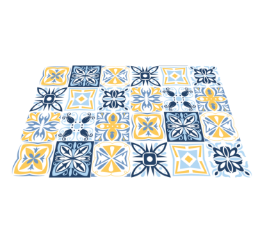 Blågula plattor Vinylmatta Mosaik - Tenstickers