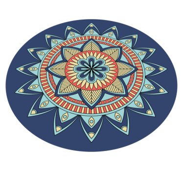 Blå livfulla nyanser Vinylmatta Mandala - Tenstickers