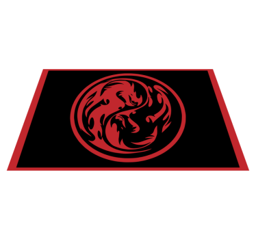 Svart och röd drake yin yang rektangulär vinylmatta - Tenstickers
