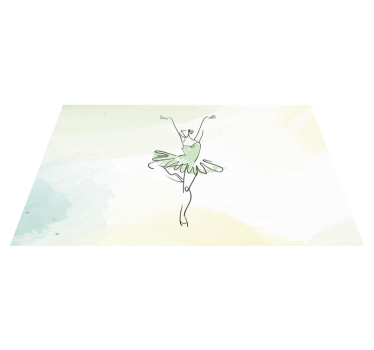 Ballerina i pose line art barn vinylmatta - Tenstickers