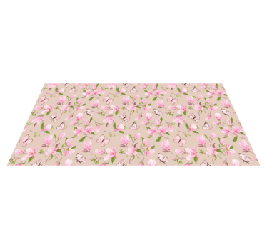 Tema med blommande fjäril Vinylmatta blommor och växter - Tenstickers