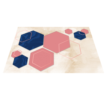 Pastell hexagoner geometrisk konst vardagsrum matta - Tenstickers
