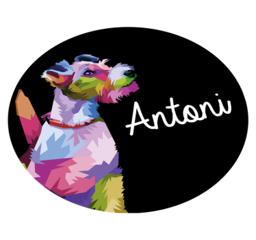 Färgglada hundporträtt Vinylmatta namn - Tenstickers