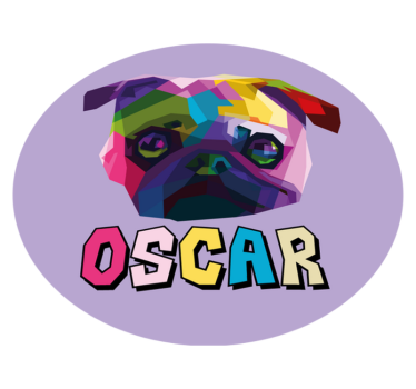 Geometrisk hund illustration Vinylmatta namn - Tenstickers