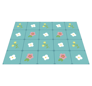 Blommig kakel mönster vinylmatta blommor och växter - Tenstickers