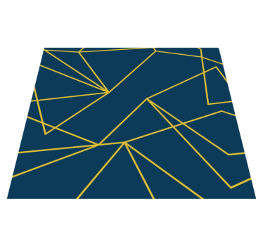 Geometriska guldlinjer Vinylmatta blå - Tenstickers