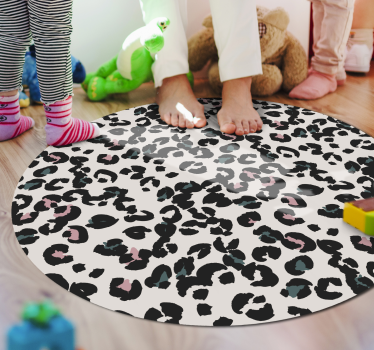 Vit rund matta leopard djur tryck matta - Tenstickers