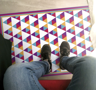 Livfullt triangulärt motiv Vinylmatta geometrisk - Tenstickers