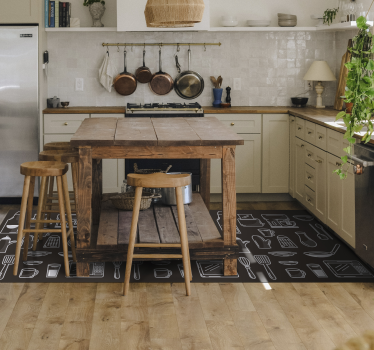 Rektangulärt köksredskap modern vinylmatta - Tenstickers
