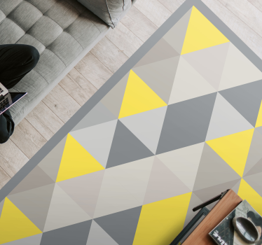 Grå och gula trianglar Vinylmatta geometrisk - Tenstickers