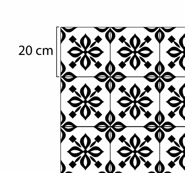 Svart och vit mandala kakel matta - Tenstickers