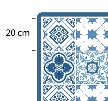 Blått och grått blommigt portugisiskt badrums vinylgolv - Tenstickers