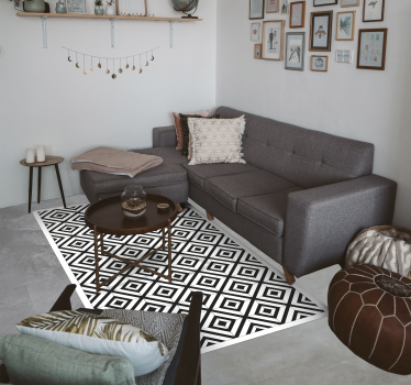 Svarta och vita diamanter Vinylmatta geometrisk - Tenstickers
