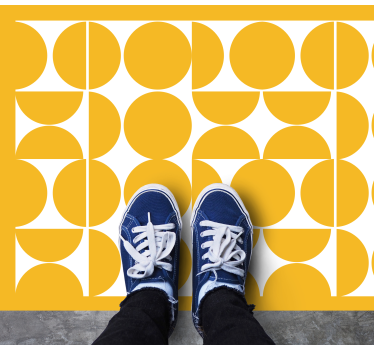 Gult cirkelmönster Vinylmatta geometrisk - Tenstickers