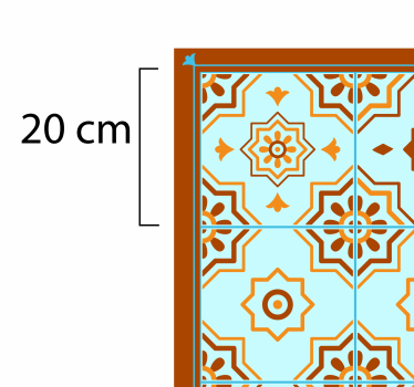 Orange och blå mosaikplatta vinylmatta - Tenstickers