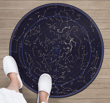 Konstellation cirkulär Vinylmatta Världskarta - Tenstickers