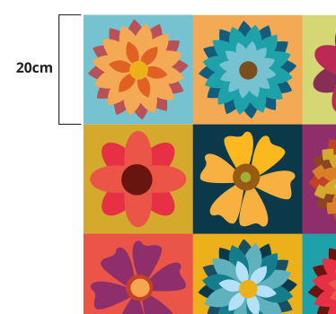 Multicolor hippie blommor Vinylmatta kakeleffekt - Tenstickers
