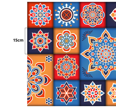Färgglada blommor kakel vinyl matta - Tenstickers