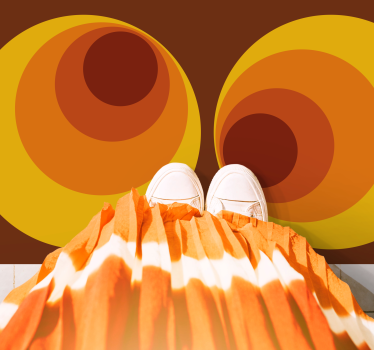 70-tals cirkulära orange mönster retro matta - Tenstickers
