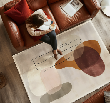 Abstrakta former Vinylmatta beige - Tenstickers
