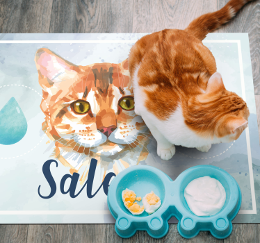 Akvarell katt med namn djur matta - Tenstickers