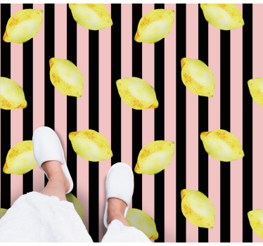 Akvarell rosa citroner köksgolv - Tenstickers