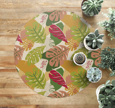 Alternativ grafisk monstera design natur matta - Tenstickers