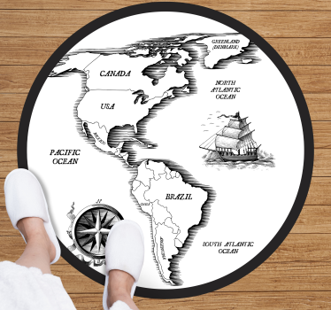 Amerikansk kontinent vinyl karta matta - Tenstickers