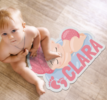 Anpassningsbara sovande babyns fotavtryck Vinylmatta namn - Tenstickers