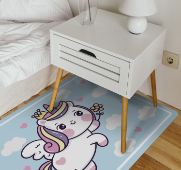 Baby enhörning på regnbåge barn leka matta - Tenstickers