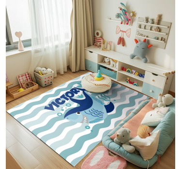 Babyhaj med namnet personlig vinylmatta - Tenstickers