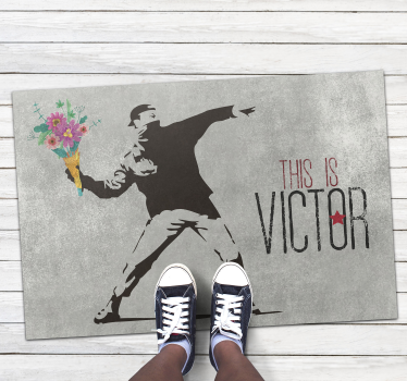 Bansky blombukett personlig vinylmatta - Tenstickers