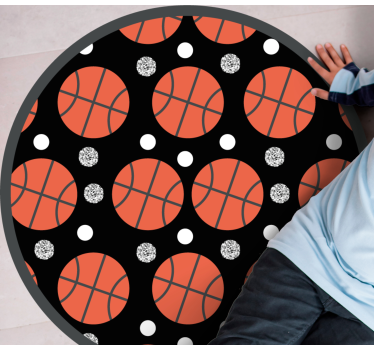 Basket och vita prickar cirkulär matta - Tenstickers