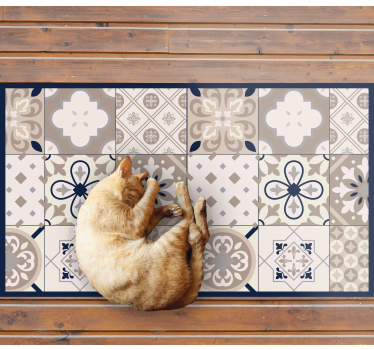 Beige mosaik med gammal look kakel matta - Tenstickers