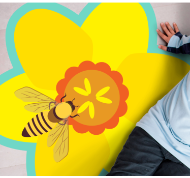 Bi på en solros Vinylmatta blommor och växter - Tenstickers