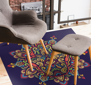 Blå bakgrundsdesign Vinylmatta Mandala - Tenstickers
