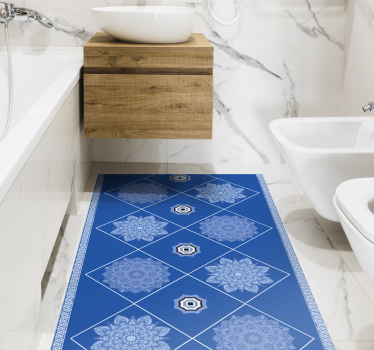Blå mandalas lapptäcke kakel matta - Tenstickers