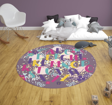 Blommig alfabetet vinyl matta - Tenstickers