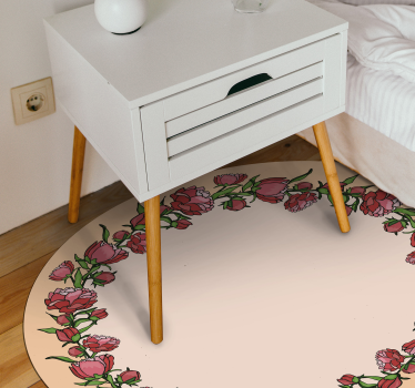 Blommig cirkulär accent Vinylmatta blommor och växter - Tenstickers