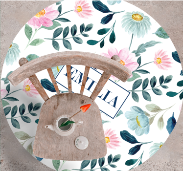 Blommig namnanpassning Vinylmatta sovrum - Tenstickers