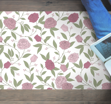 Elegant trädgårdsmönster Vinylmatta blommor och växter - Tenstickers