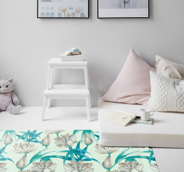 Blommiga pastelltoner Vinylmatta blommor och växter - Tenstickers